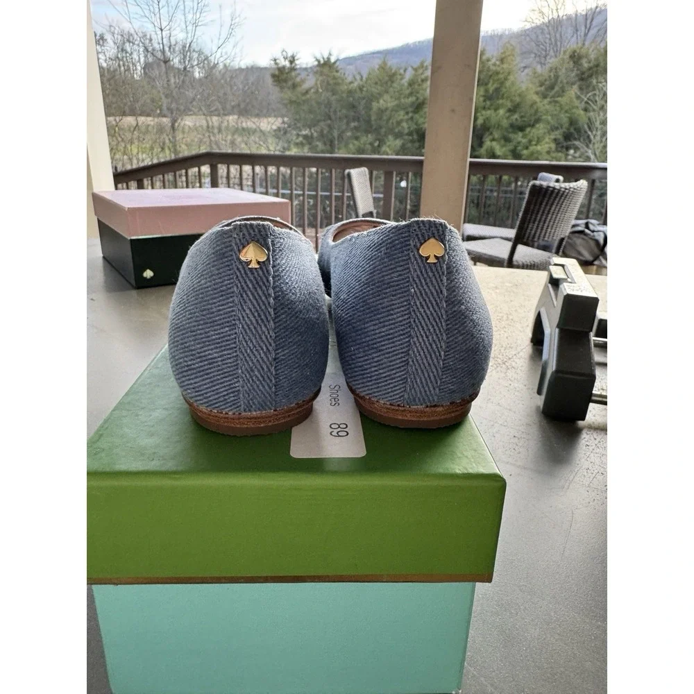 Kate Spade New York Nelly Flats Washed Denim Metallic Silver Size‎ 8